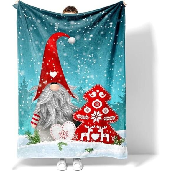 Christmas Gnomes Throw Blanket Soft Flannel Throw Blanket for Couch, Bed 80x60 - Picture 7 of 7